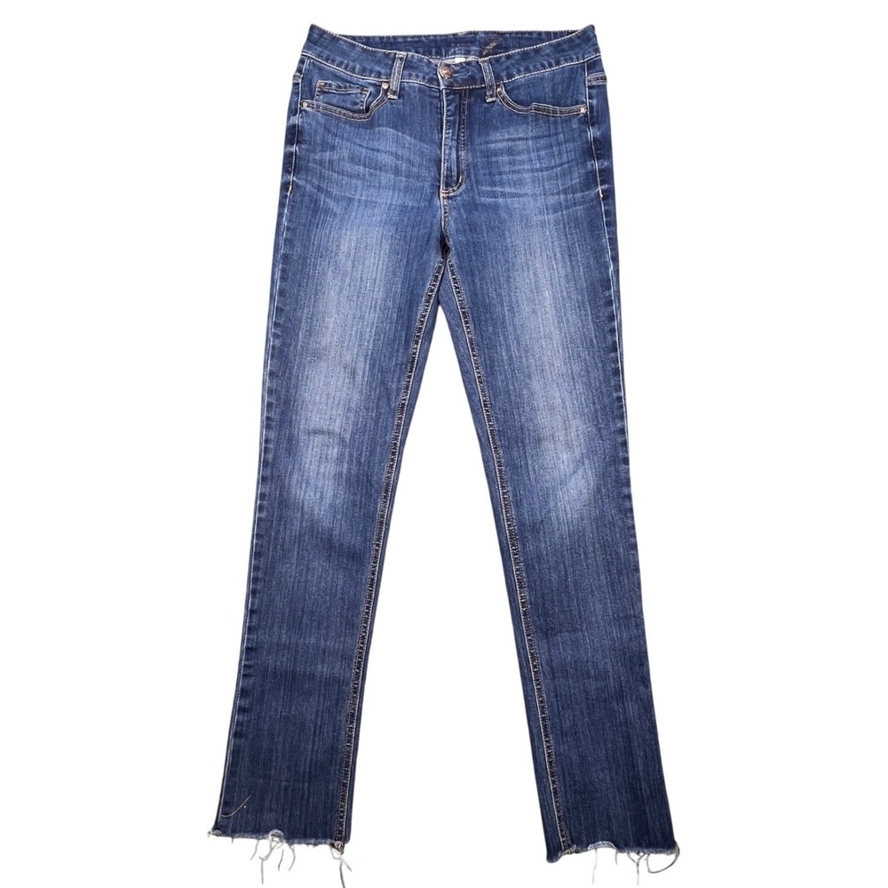 Seven7 Blue Atlantic Raw Hem Straight Leg Jeans Womens 6